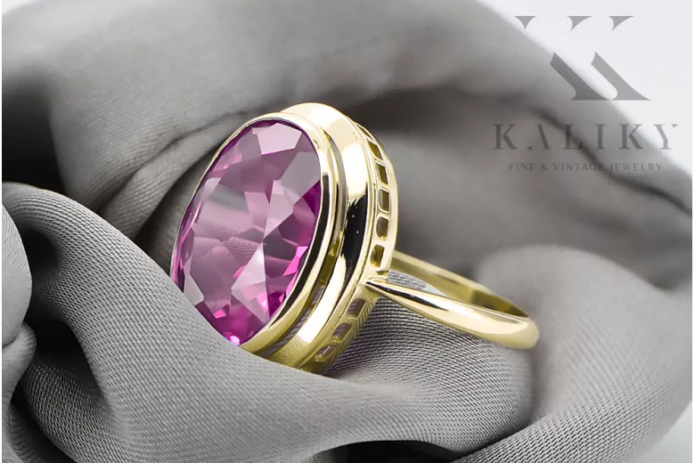 خاتم أميثست 14 كارت من الذهب الأصفر مجوهرات فينتاج vrc285y